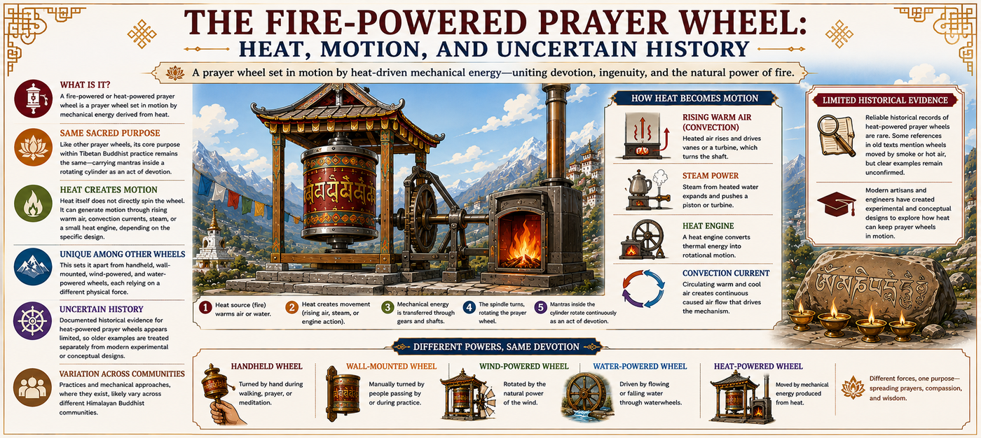 The Fire-Powered Prayer Wheel: Heat, Motion, and Uncertain History
