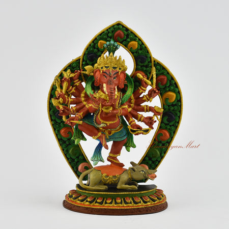 12-Armed Dancing Ganesha Statue