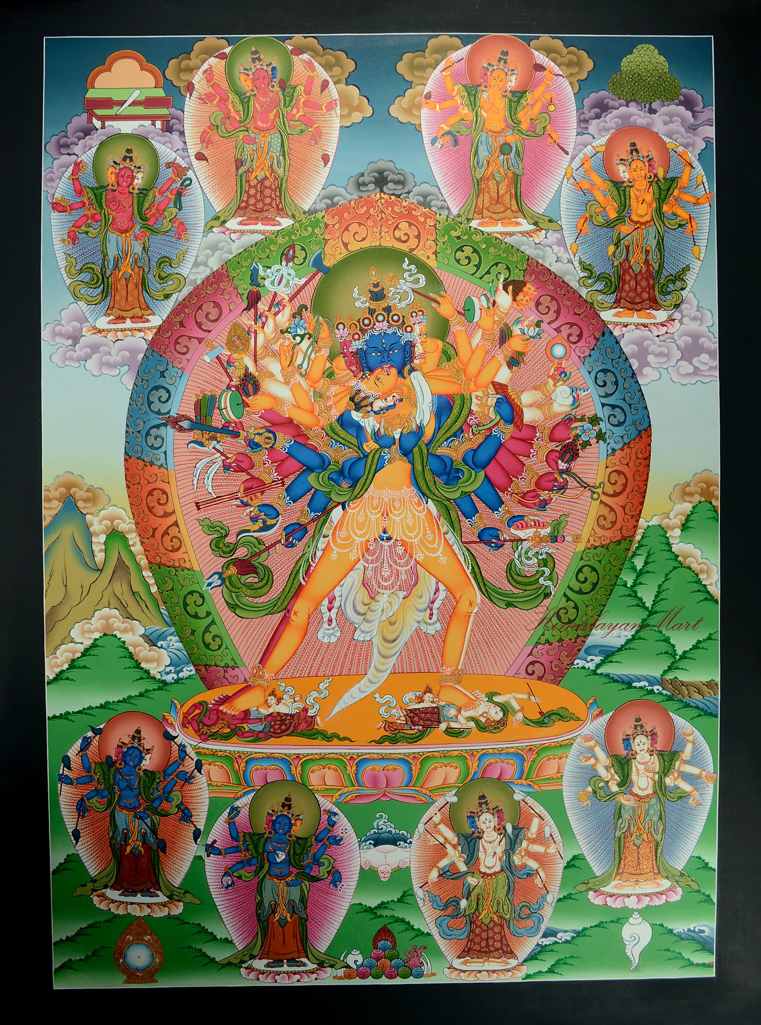 Kalachakra Thangka Scroll Painting | Kalachakra and Vishvamata in Divine Union – The Harmony of Wisdom and Compassion