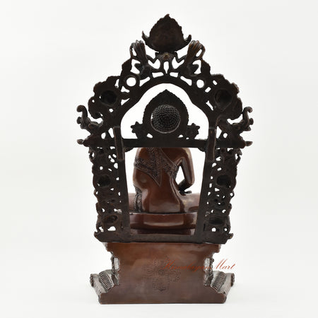 Amitabha Buddha on Throne Statue Black Details