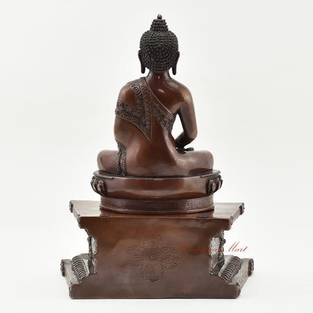 Amitabha Buddha on Throne Statue Back without Frame