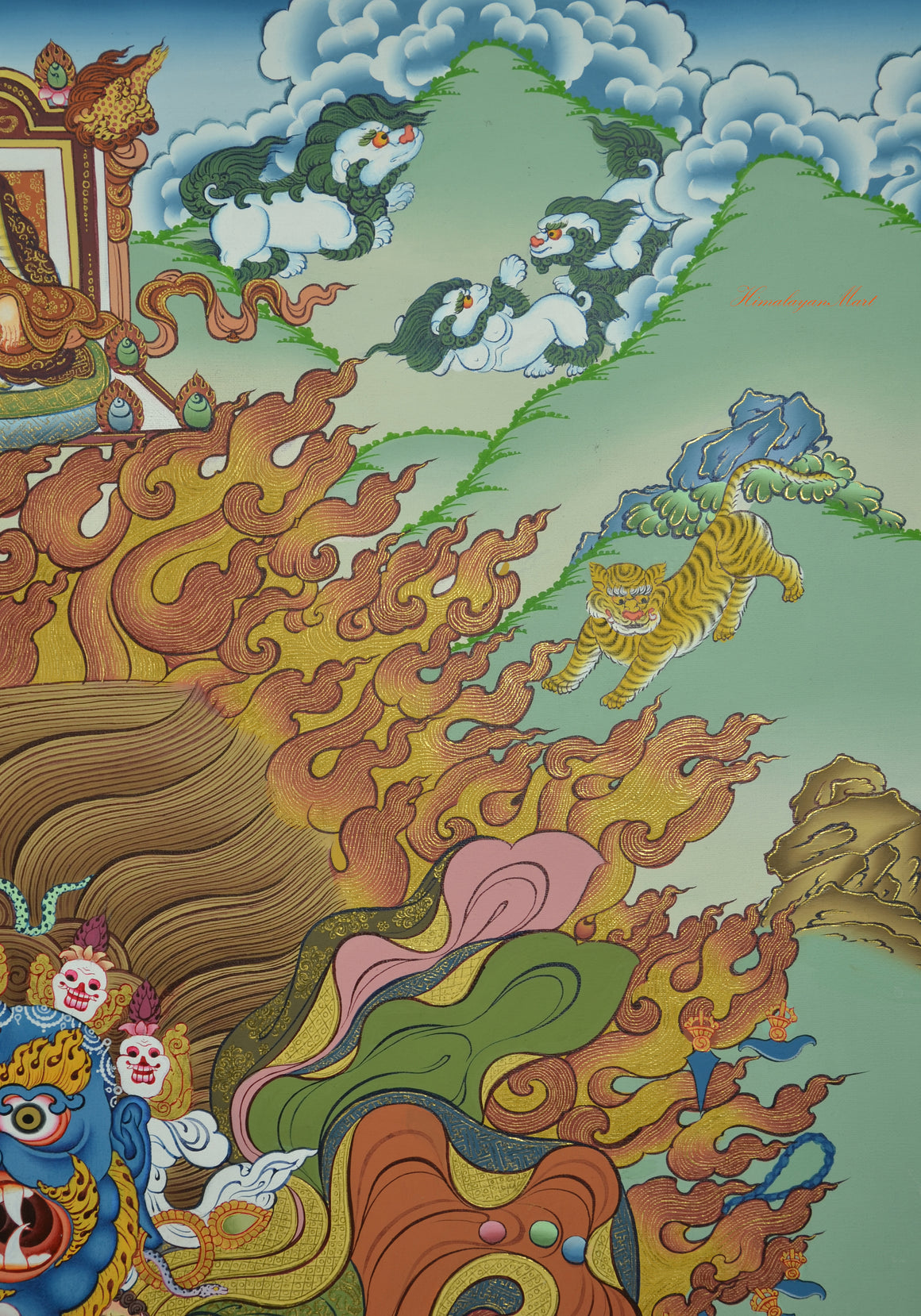 Tibetan Tiger Thangka Scroll Painting