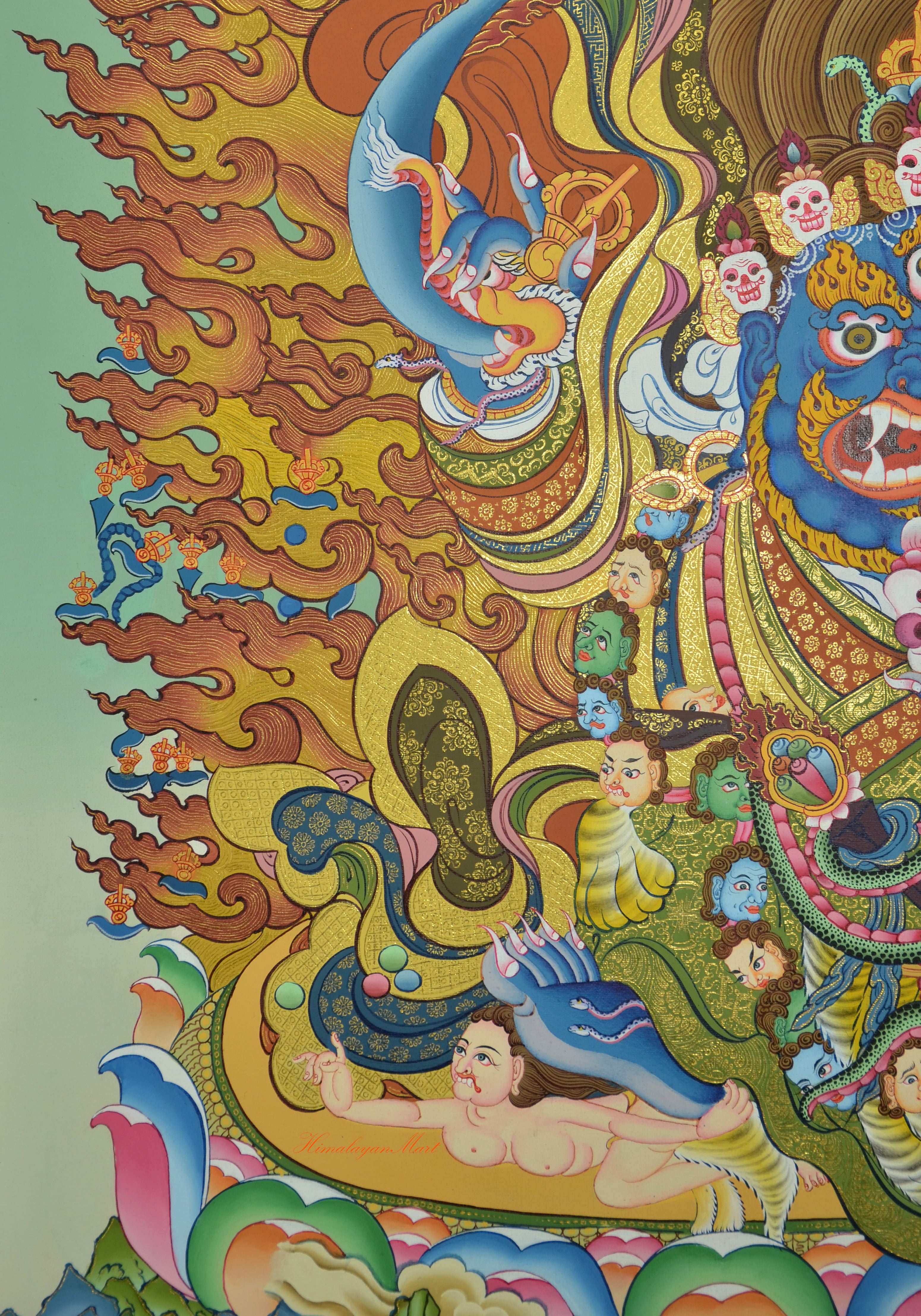 Human Heads Thangka Scroll Painting