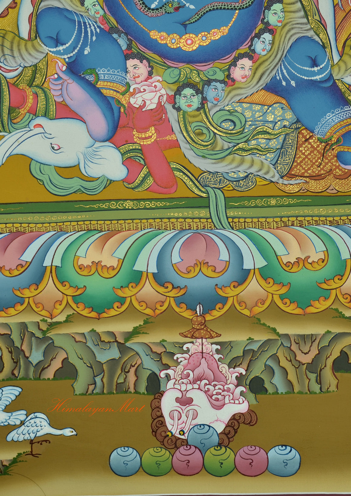 Kapala & Seven Jewel Thangka Scroll Painting