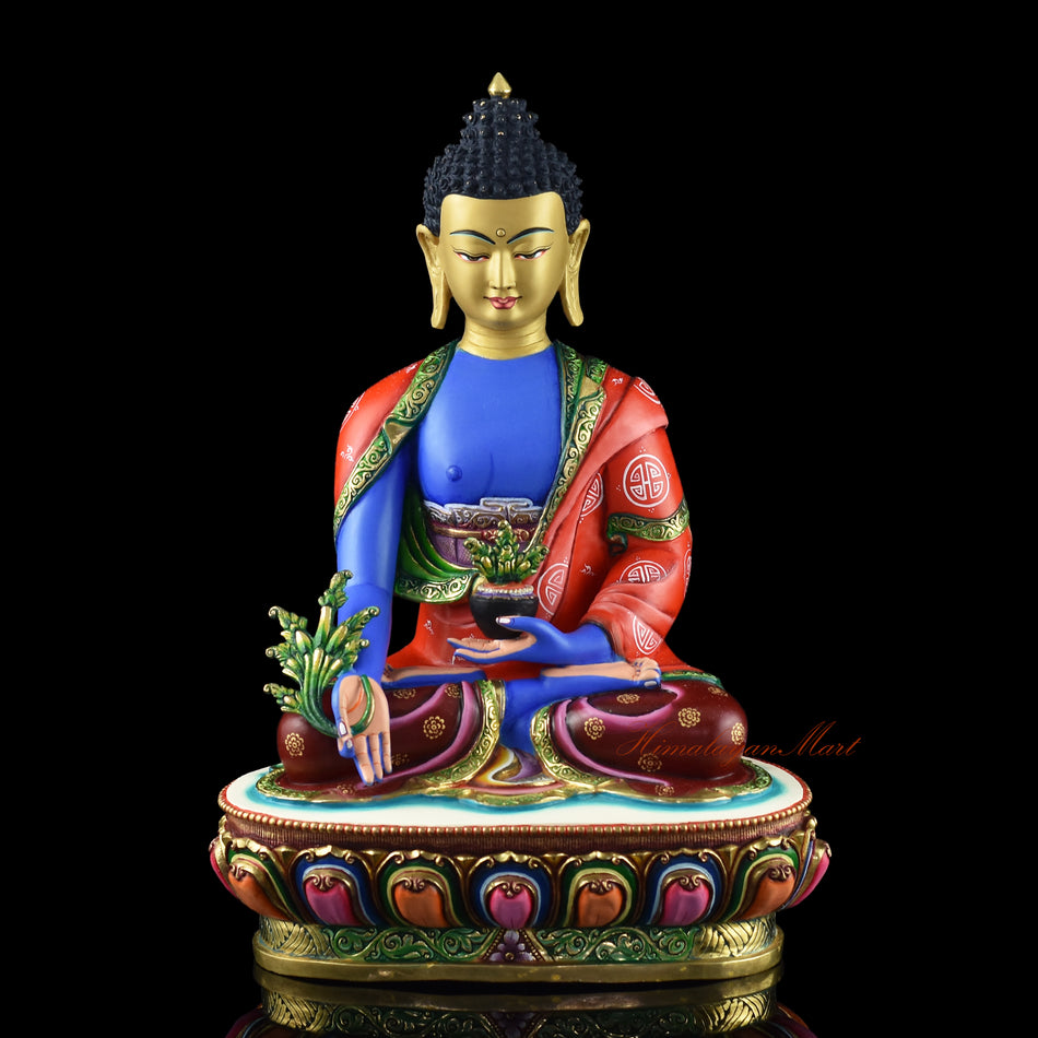 Medicine Buddha Statue in Deep Blue