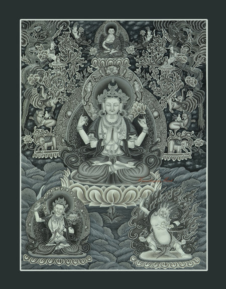 Chenrezig Newari Thangka | Sacred Newar Arts and Crafts from Patan, Nepal