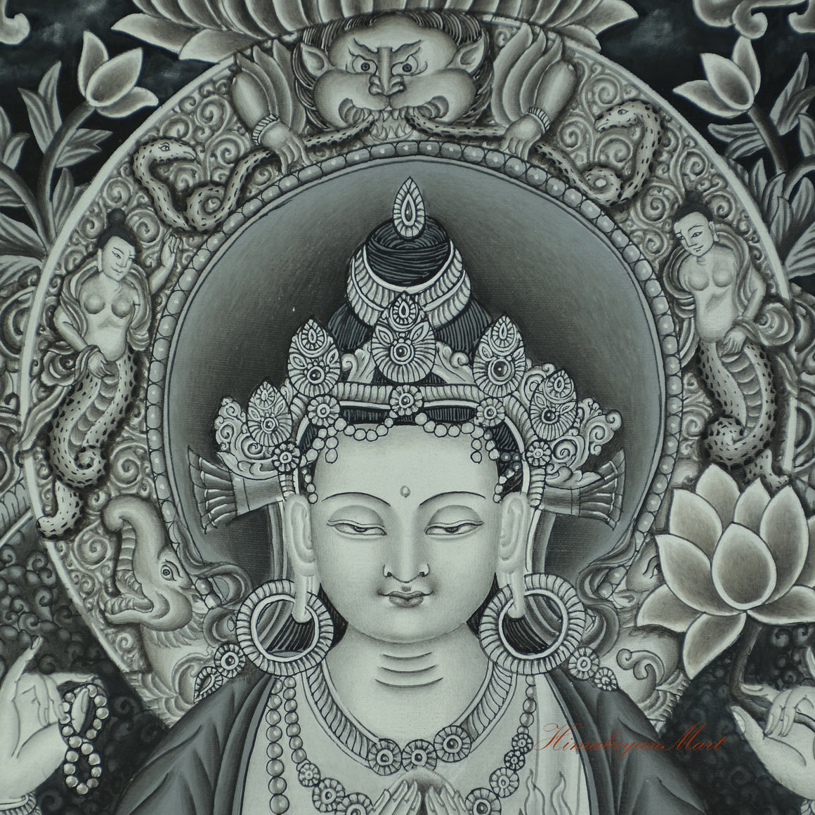 Chenrezig Head Newari Thangka