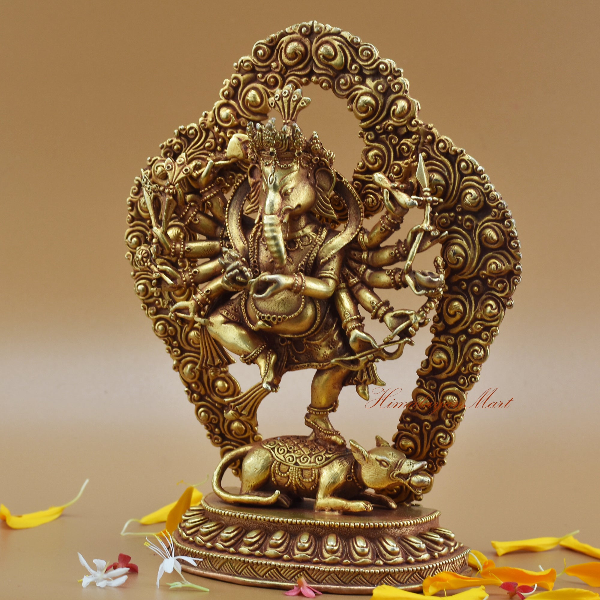 Dancing Ganesha Ganapati Statue with 12 Arms