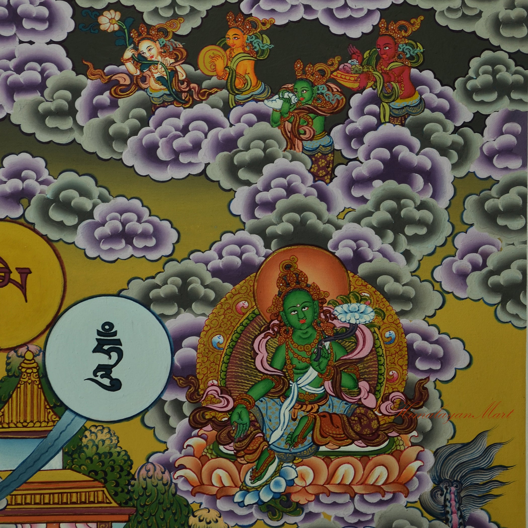 Green Tara Ritual Thangka Scroll Painting