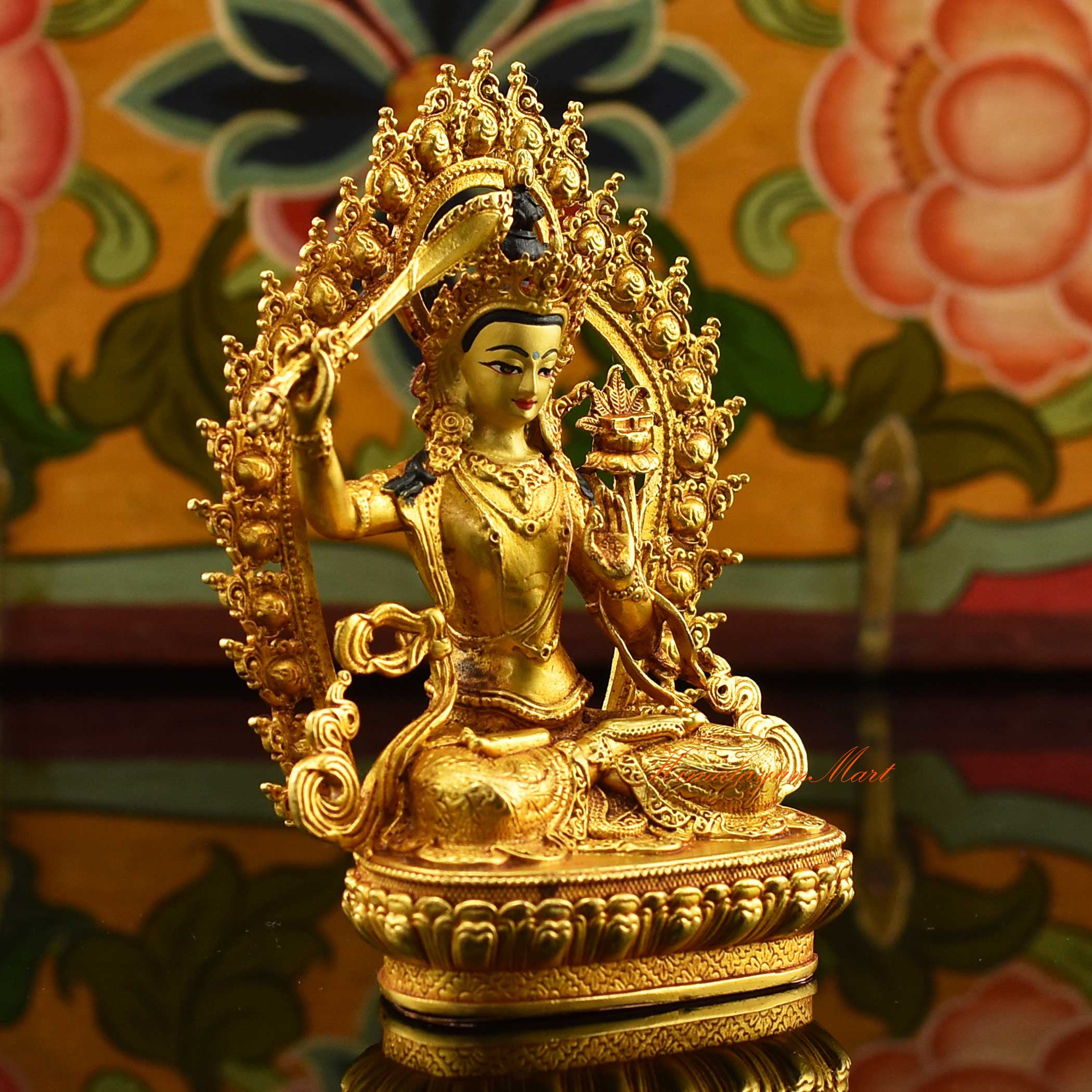 Buddhist Framed Manjushri Miniature Statue