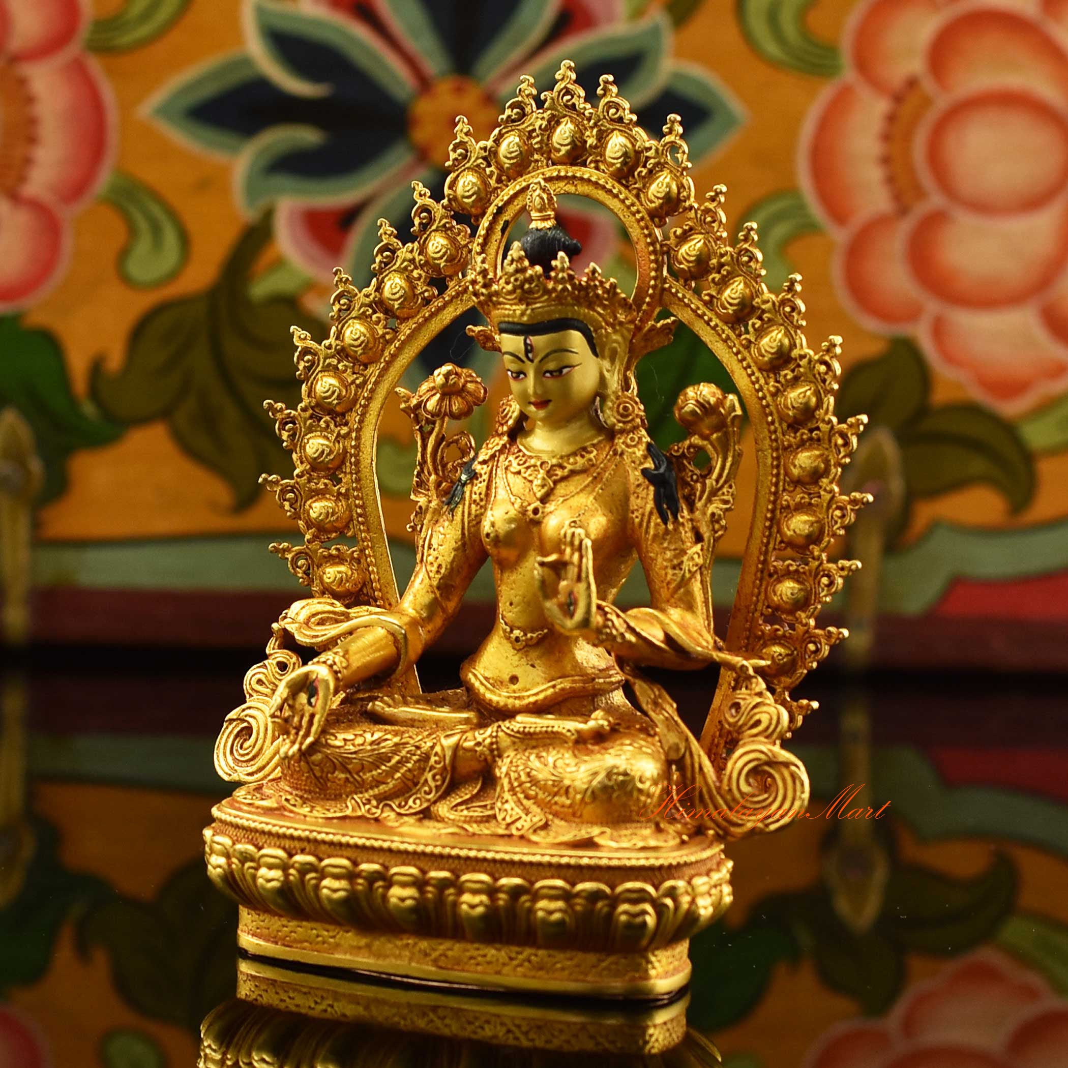 Buddhist Framed White Tara Miniature Statue