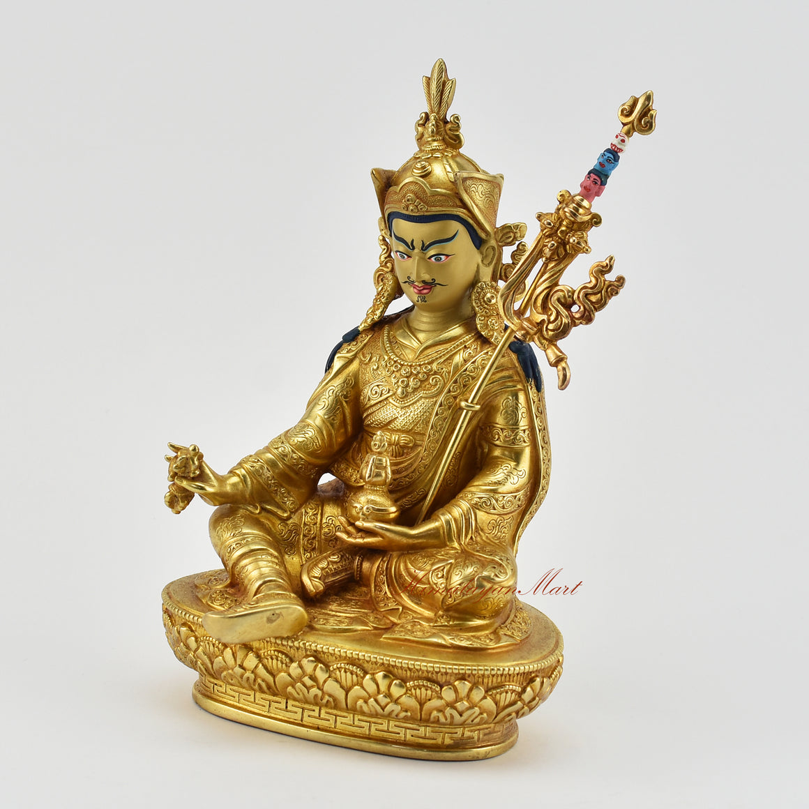 Gold Gilded Buddhist Guru Padmasambhava Statue