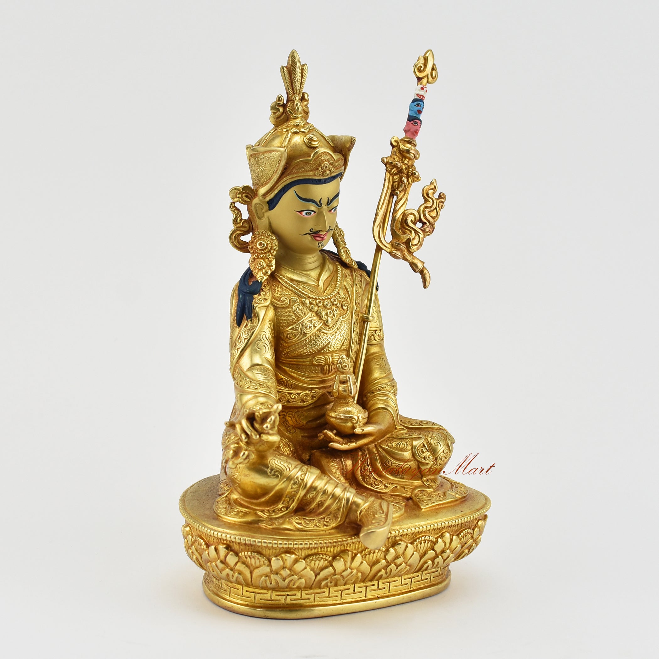 Gold Gilded Tibetan Guru Padmasambhava Statue