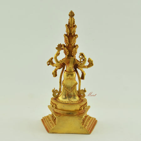 Gold-Plated Avalokiteshvara Statue Back without Frame Details