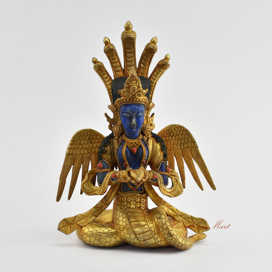 Gold-Plated Naga Kanya Statue