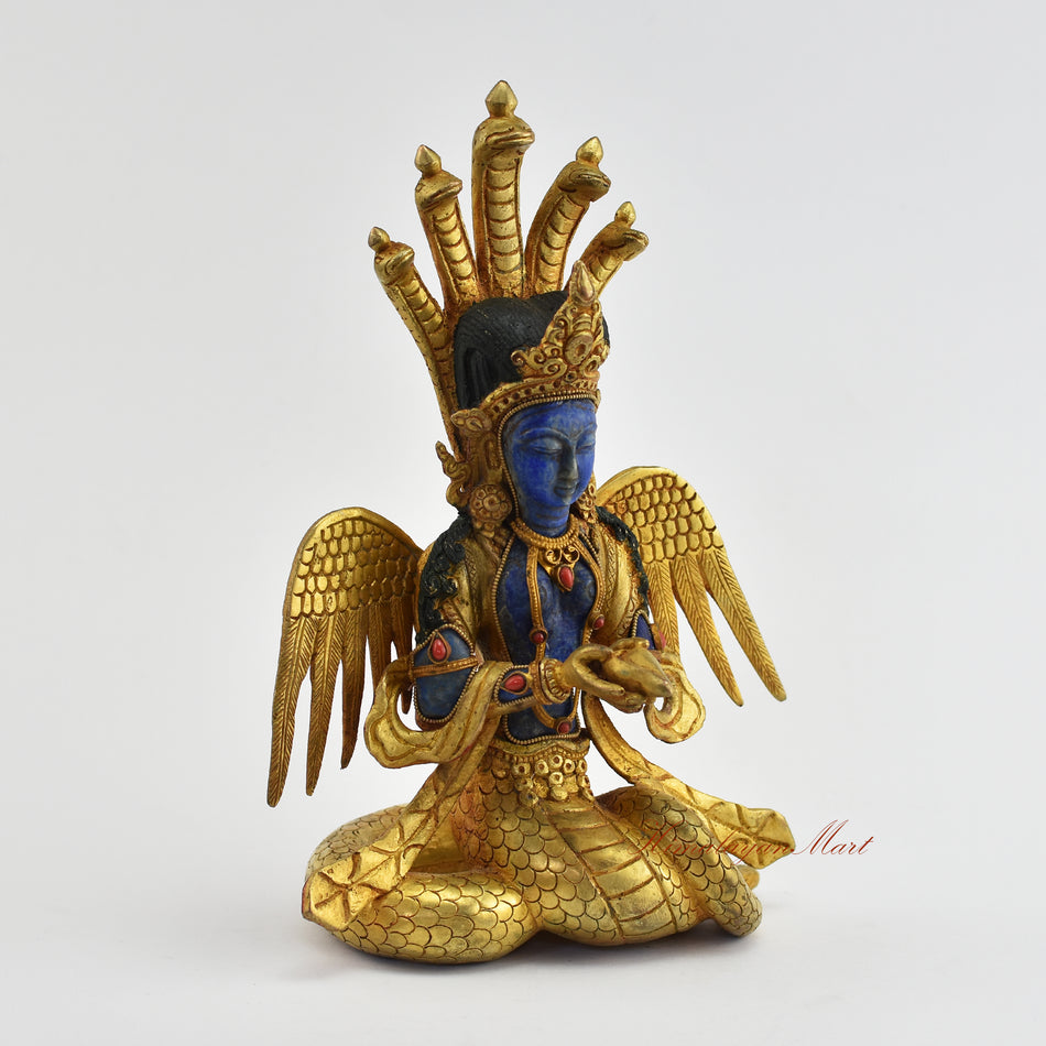 Gold-Plated Naga Kanya Statue Right Detail