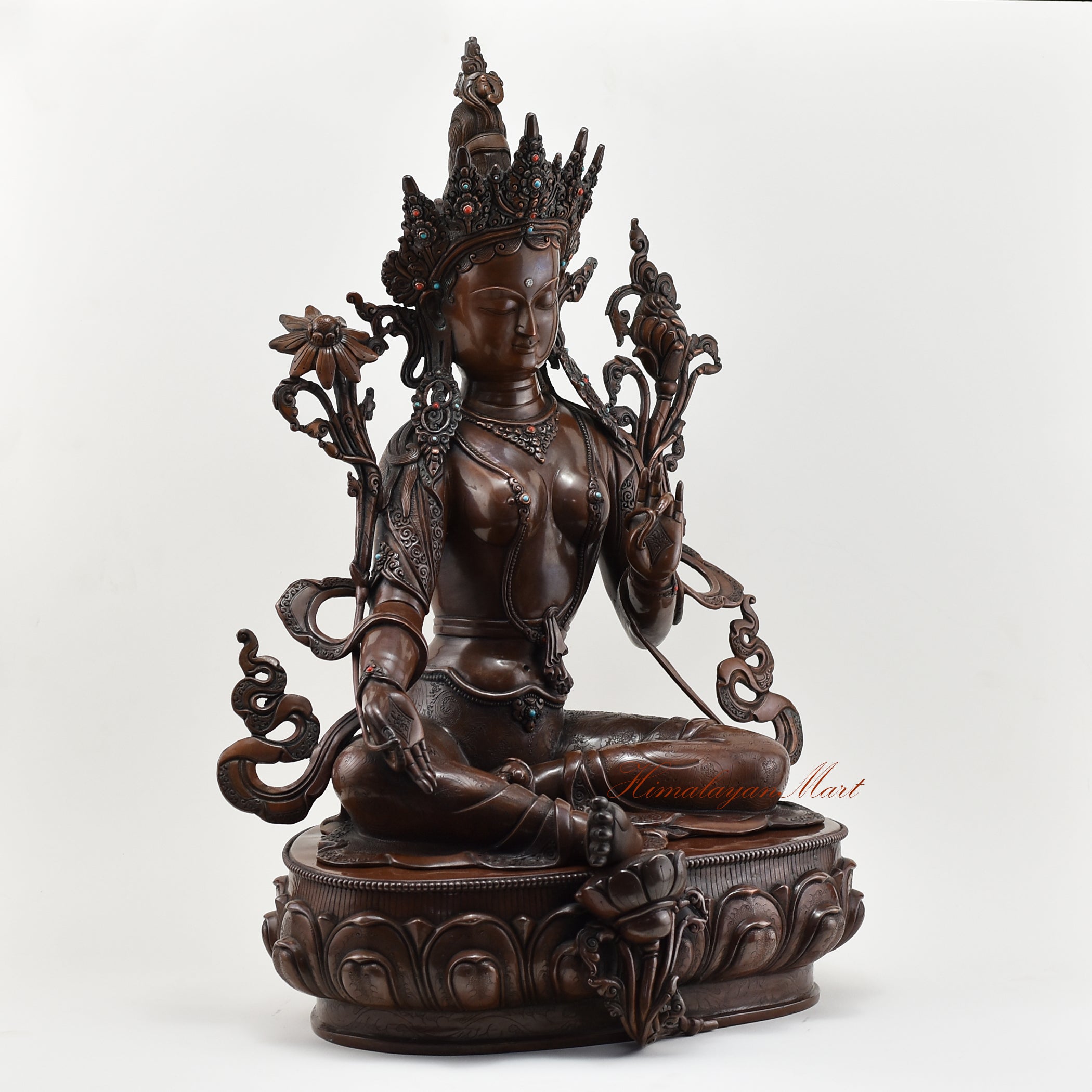 Green Tara Goddess Statue Right Details