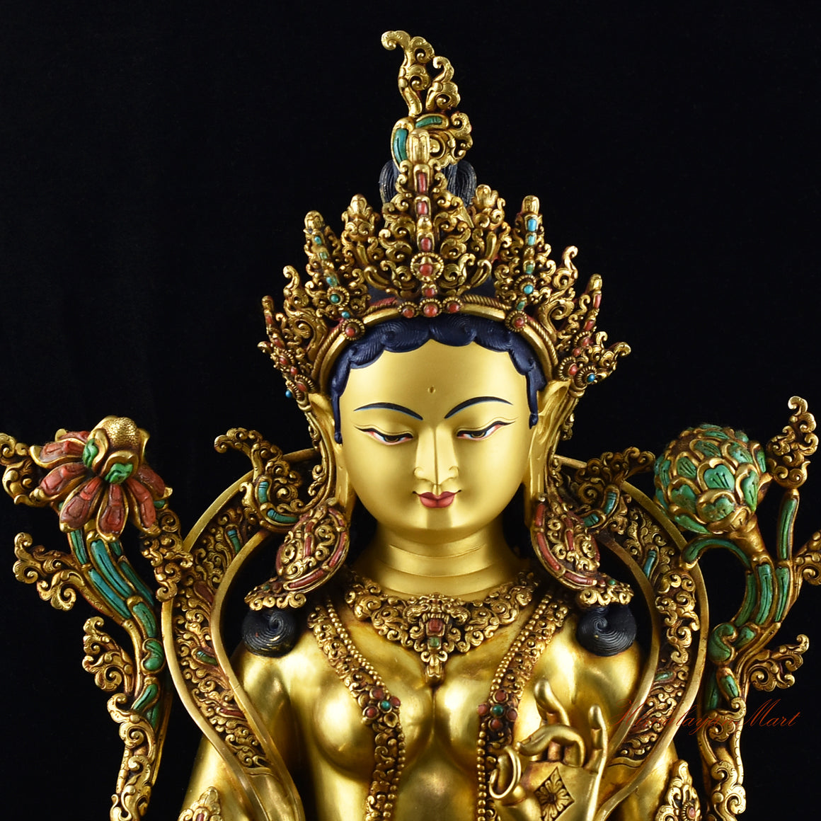 Green Tara Statue Face Details