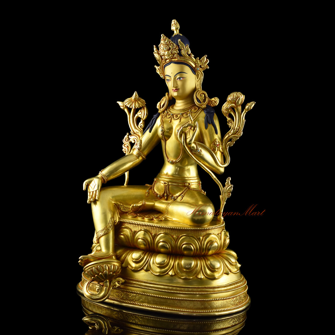 Green Tara for Meditation Statue Left Details