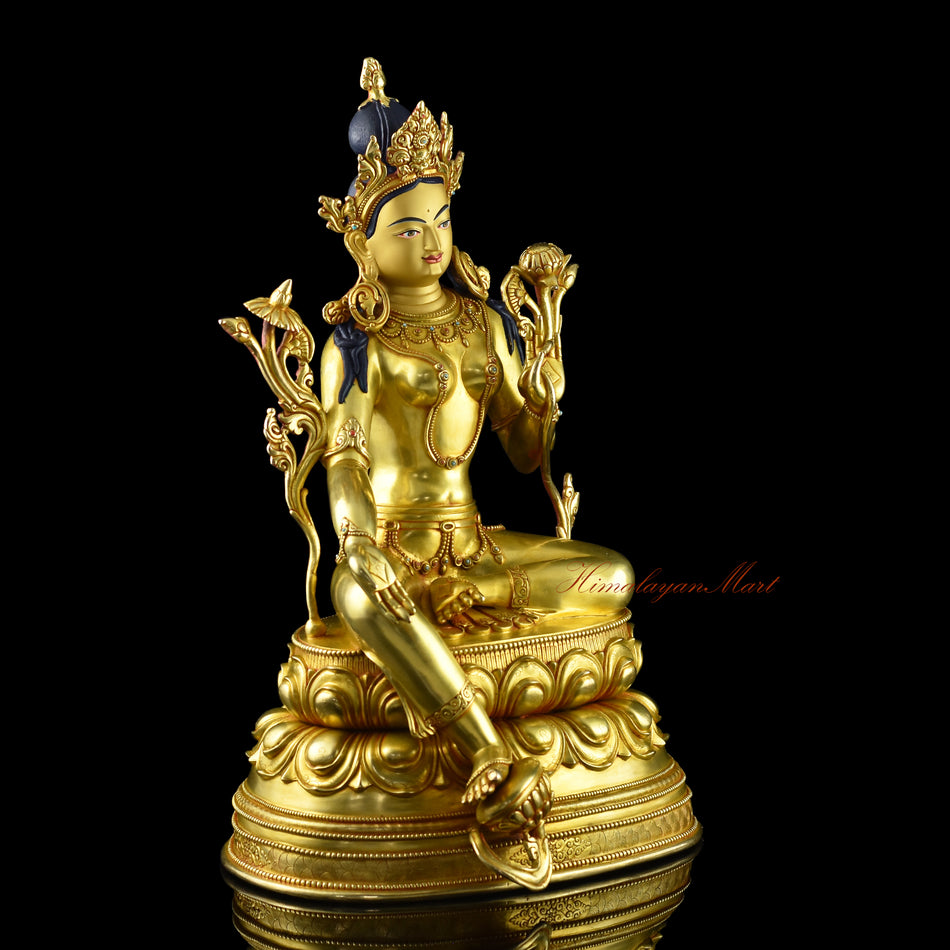 Green Tara for Meditation Statue Right Details