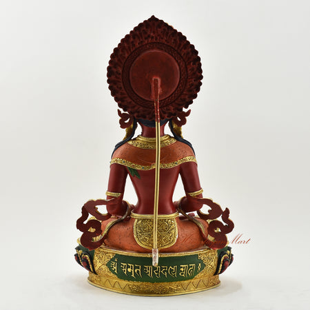 Hand-Painted Amitayus Statue Back Detail