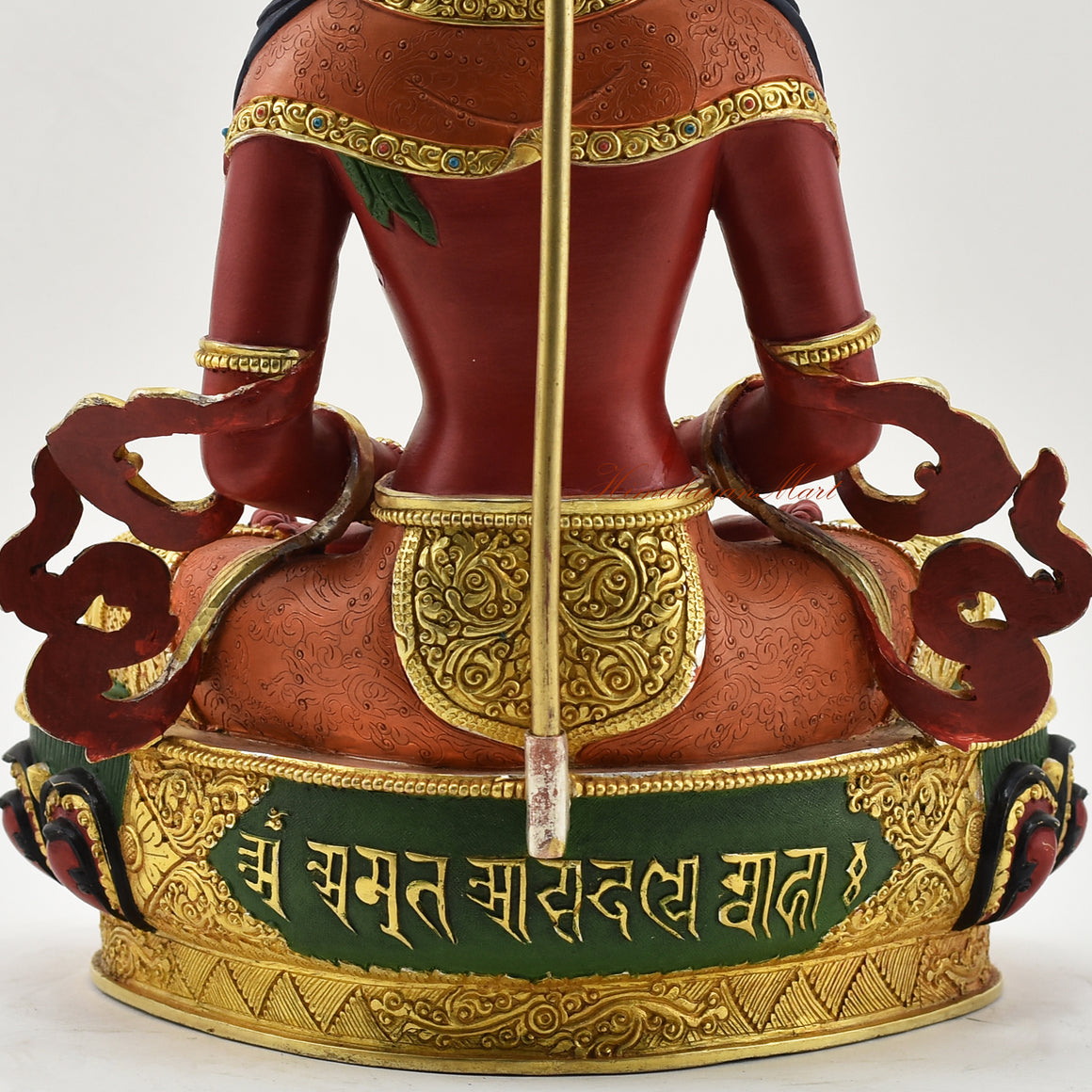 Hand-Painted Amitayus Statue Back Lower Detail