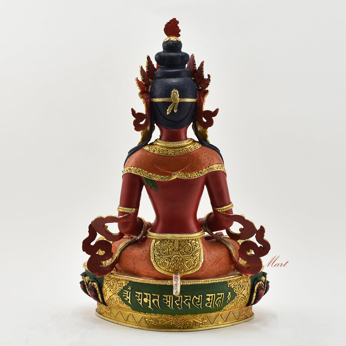 Hand-Painted Amitayus Statue Back without Frame Detail