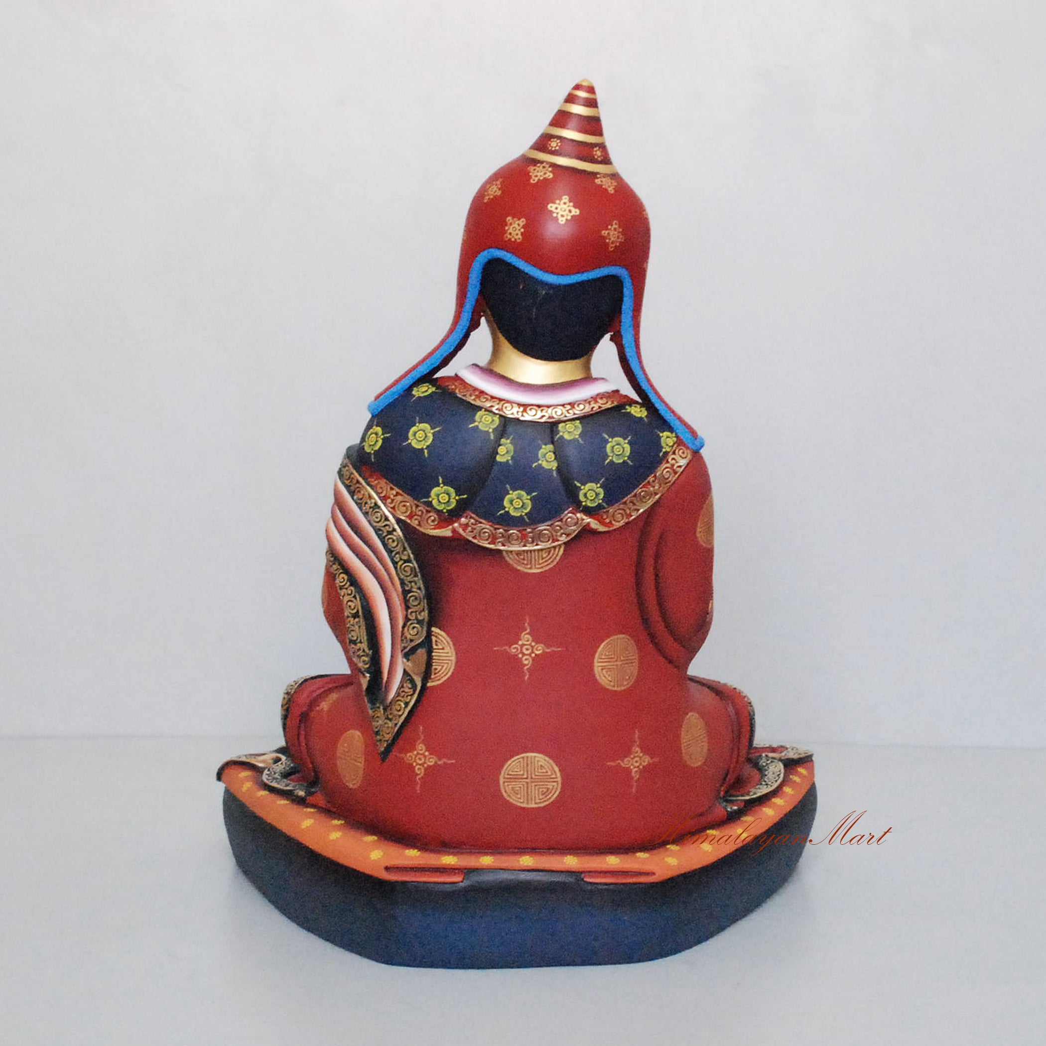 Hand-Painted Guru Atisha Dipamkara Statue-Back