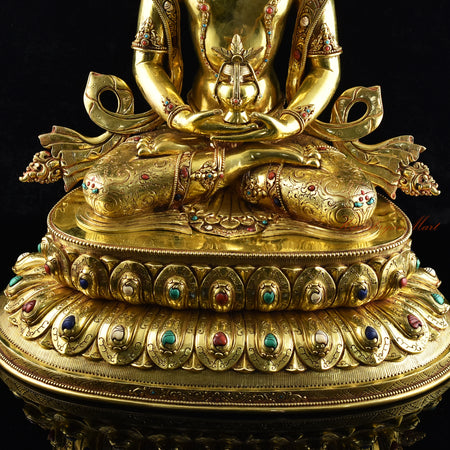 Handcrafted Tibetan Aparmita Statue Top Details