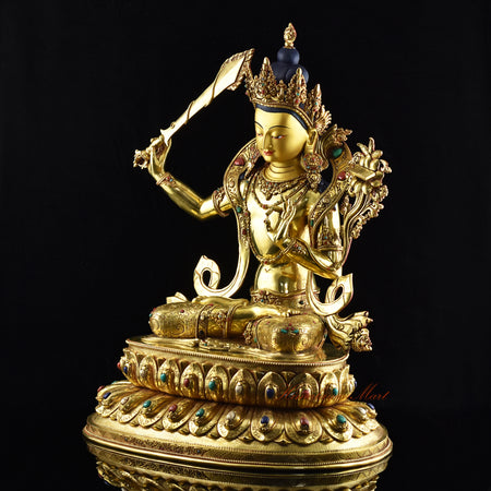 Handcrafted Buddhist Manjushri Statue