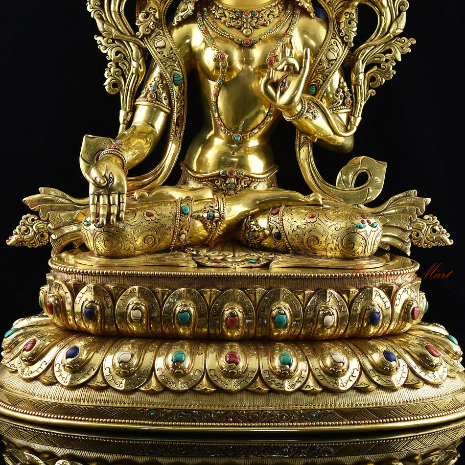 Handcrafted White Tara Statue Front Details