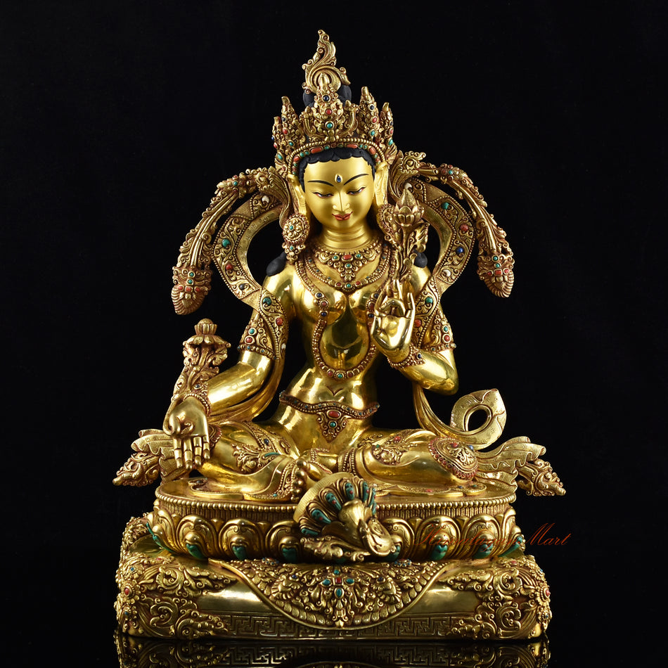 Handmade Green Tara Statue | A Divine Masterpiece of Nepalese Craftsmanship