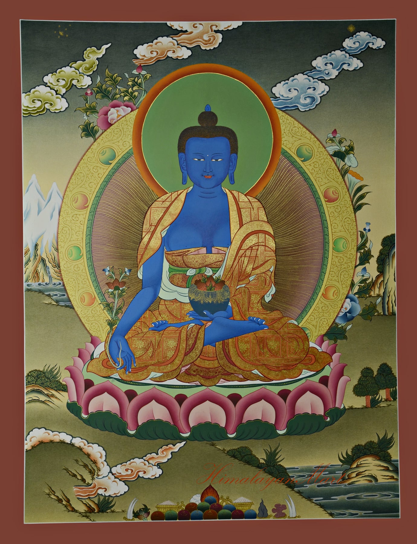 Healing Buddha Painting – Traditional Tibetan Buddhist Artwork