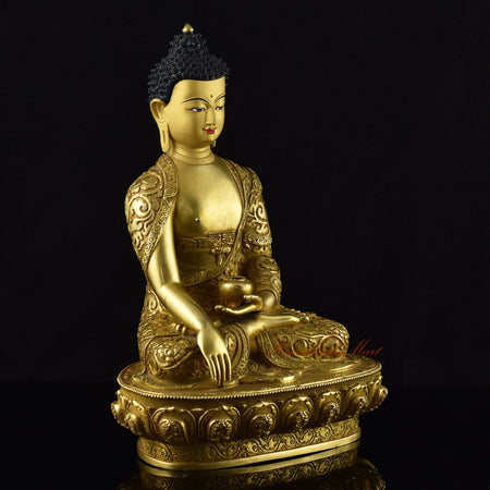 Intricately Carved Tibetan Buddha Statue