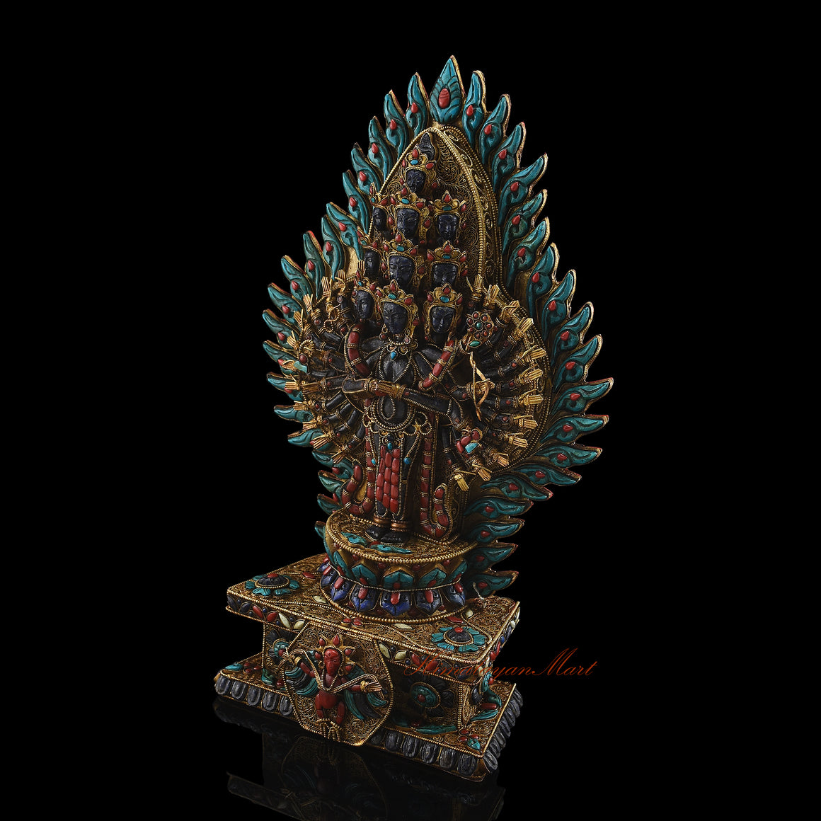 Lapis Inlaid Avalokiteshvara Statue Left Details