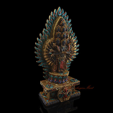 Lapis Inlaid Avalokiteshvara Statue Right Details