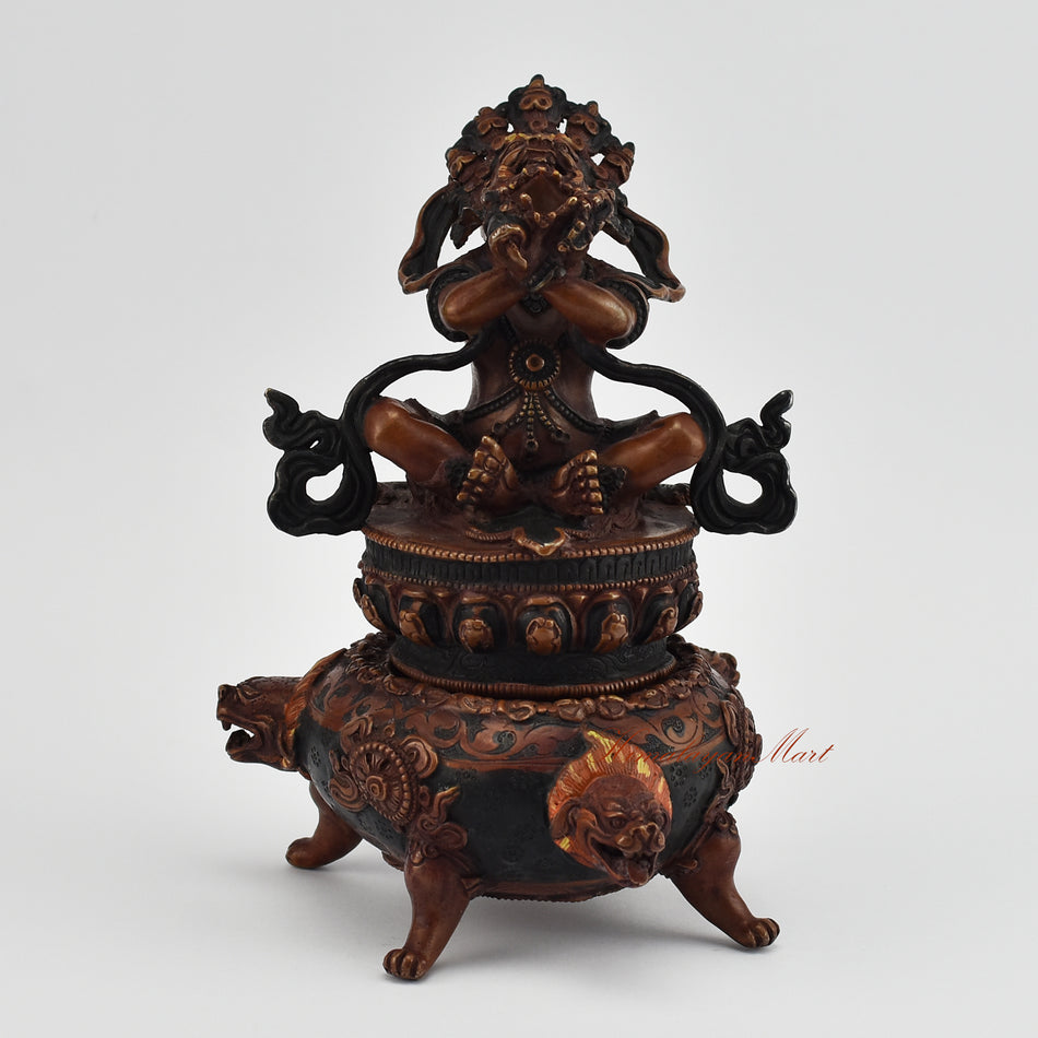 Om Mani Golden Round Metal Tibetan Incense Bowl Om Mani Golden Round Metal Tibetan Incense Bowl