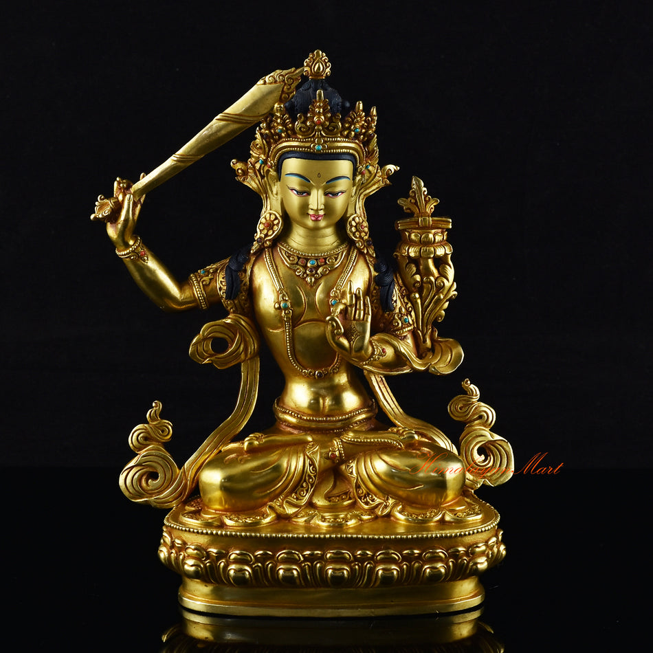 Manjushri Statue - Gold Gilded