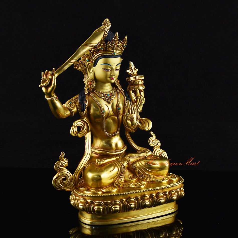 Manjushri Statue - Gold Gilded