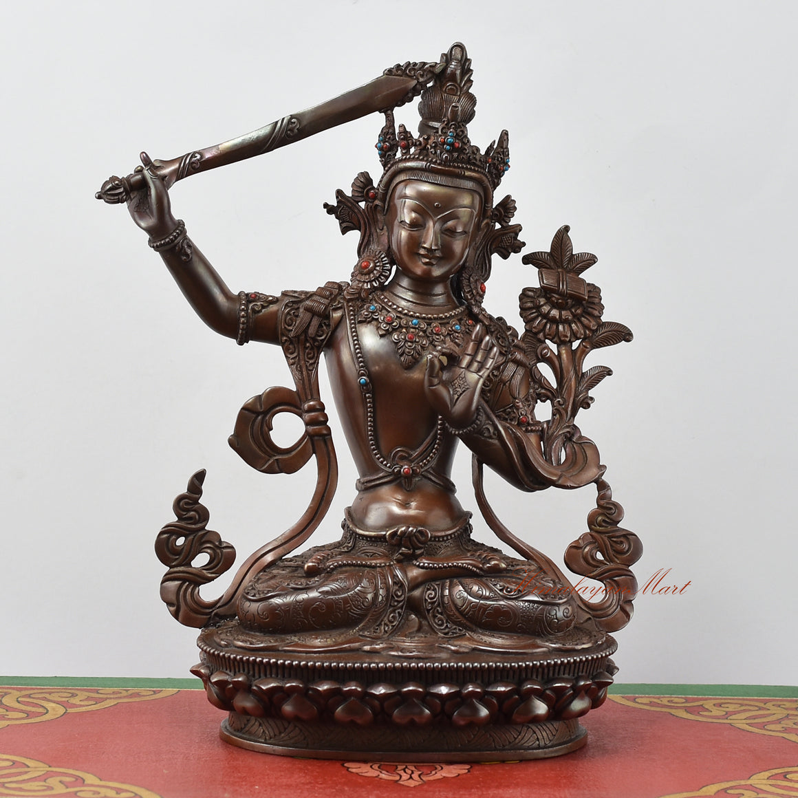 Manjushri Meditation Statue | Beautiful Oxidized Copper Creation by Skilled Artisans of Patan, Nepal