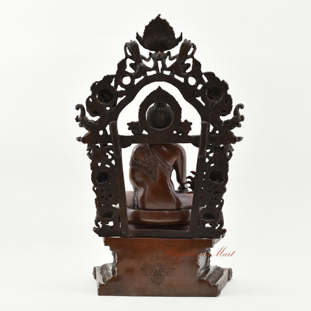 Medicine Buddha on Throne Statue Back Details