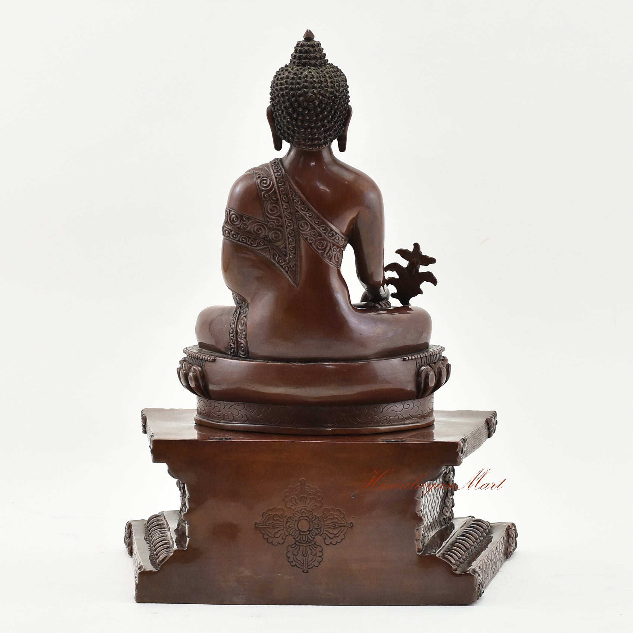 Medicine Buddha on Throne Statue Back without Frame Details