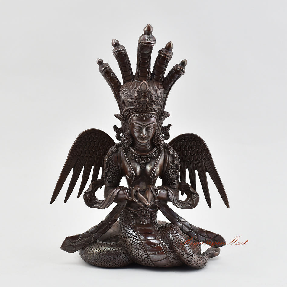 Naga Kanya Oxidized Statue | Beautifully Handmade Copper Statue from Patan, Nepal