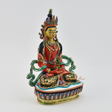 Painted Tibetan Aparmita Buddha Statue