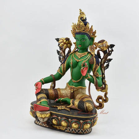 Hand-Painted Green Tara Bodhisattva Statue