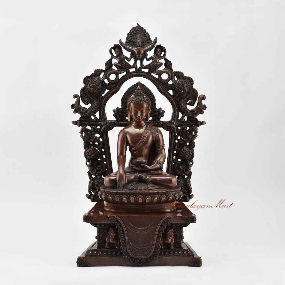 Shakyamuni Buddha on Throne Statue