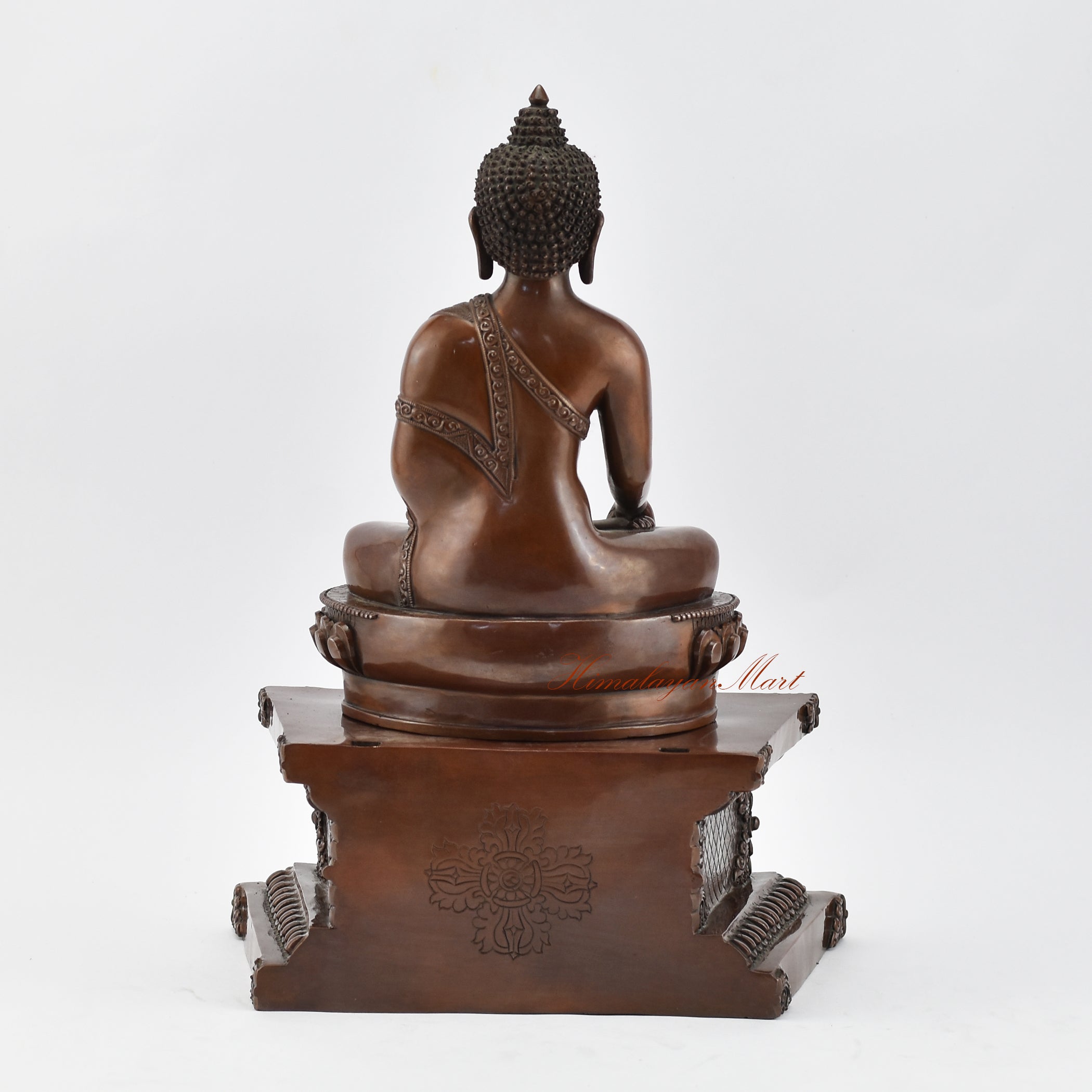 Shakyamuni Buddha on Throne Statue Back without Frame Details