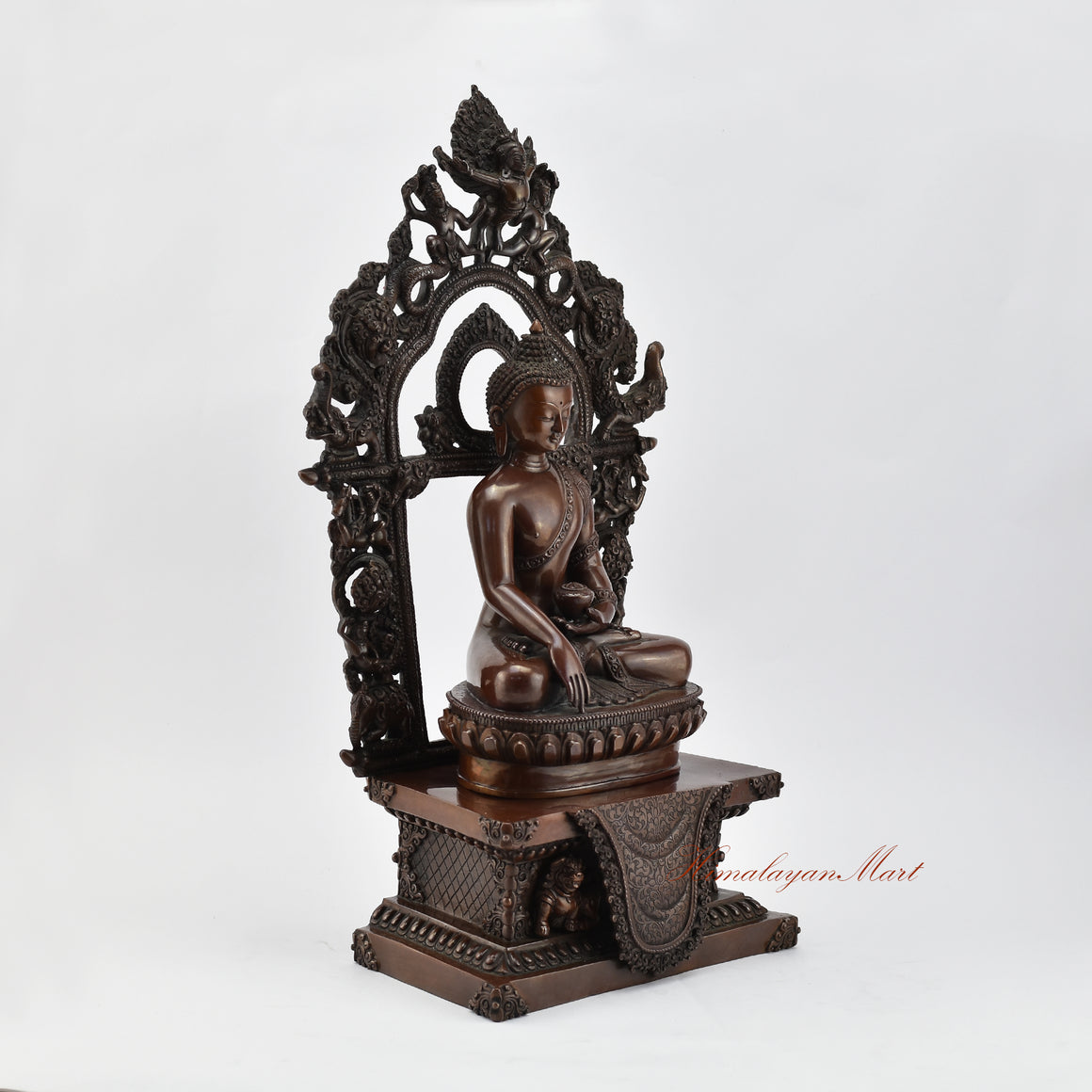 Shakyamuni Buddha on Throne Statue Right Details