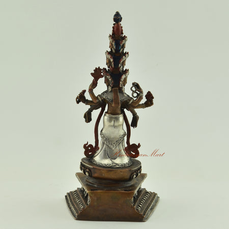 Silver-Plated Avalokiteshvara Statue Back without Frame Details