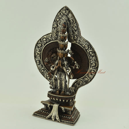 Silver-Plated Avalokiteshvara Statue  Left Details